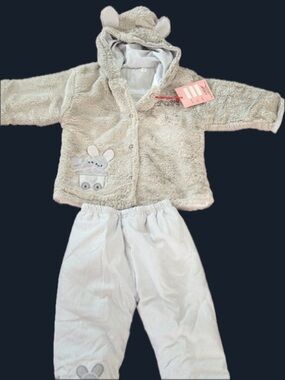 Others Follow Beige Plush Bear Hooded Pajama Set